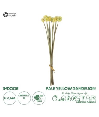 GloboStar® Artificial Garden PALE YELLOW DANDELION BOUQET 21363 Τεχνητό Διακοσμητικό Ταραξάκο Μπουκέτο Y54cm